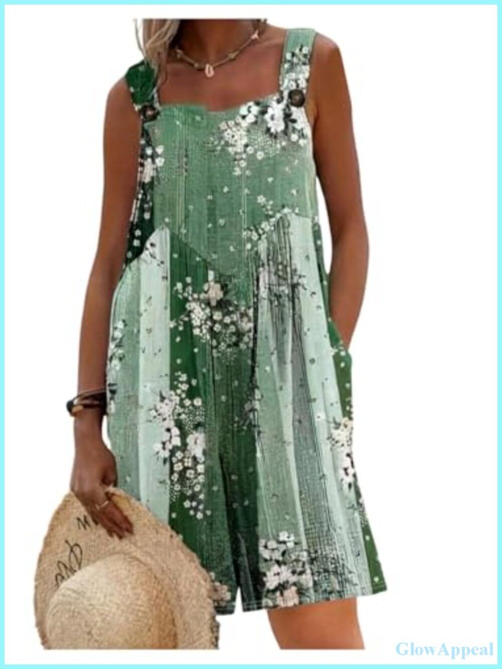 Plus Size Floral Color Block Sleeveless Romper Wide Leg Summer Jumpsuit
